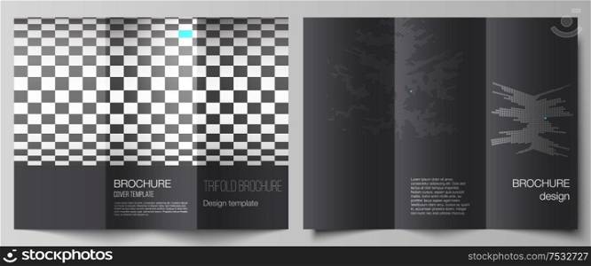 The minimal vector illustration of editable layouts. Modern creative covers design templates for trifold brochure or flyer. Abstract big data visualization concept backgrounds with cubes. The minimal vector illustration of editable layouts. Modern creative covers design templates for trifold brochure or flyer. Abstract big data visualization concept backgrounds with cubes.
