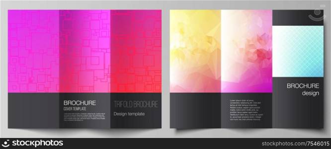The minimal vector illustration of editable layouts. Modern creative covers design templates for trifold brochure or flyer. Abstract geometric pattern with colorful gradient business background. The minimal vector illustration of editable layouts. Modern creative covers design templates for trifold brochure or flyer. Abstract geometric pattern with colorful gradient business background.