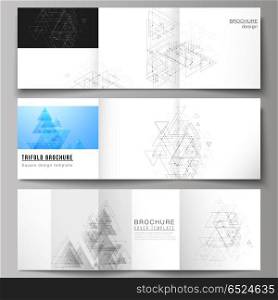 The minimal vector layout. Modern covers design templates for trifold square brochure or flyer. Polygonal background with triangles, connecting dots and lines. Connection structure.. The minimal vector layout. Modern covers design templates for trifold square brochure or flyer. Polygonal background with triangles, connecting dots and lines. Connection structure
