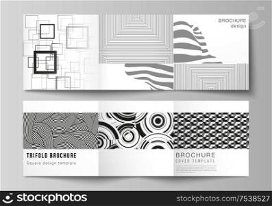 The minimal vector layout of square format covers design templates for trifold brochure, flyer, magazine. Trendy geometric abstract background in minimalistic flat style with dynamic composition. The minimal vector layout of square format covers design templates for trifold brochure, flyer, magazine. Trendy geometric abstract background in minimalistic flat style with dynamic composition.