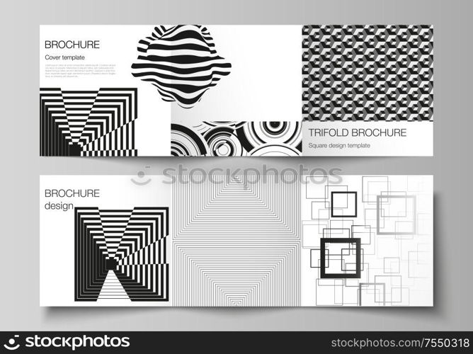 The minimal vector layout of square format covers design templates for trifold brochure, flyer, magazine. Trendy geometric abstract background in minimalistic flat style with dynamic composition. The minimal vector layout of square format covers design templates for trifold brochure, flyer, magazine. Trendy geometric abstract background in minimalistic flat style with dynamic composition.