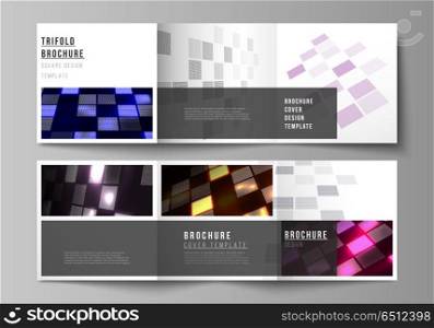 The minimal vector of editable layout. Abstract hi-tech background in perspective. Futuristic digital technology backdrop. Modern covers design templates for trifold square brochure or flyer.. The minimal vector of editable layout. Abstract hi-tech background in perspective. Futuristic digital technology backdrop. Modern covers design templates for trifold square brochure or flyer