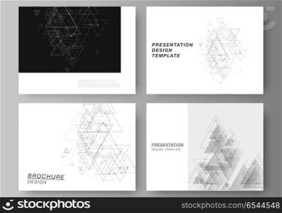 The minimalistic abstract editable vector layout of the presentation slides design business templates. Polygonal background with triangles, connecting dots and lines. Connection structure.. The minimalistic abstract editable vector layout of the presentation slides design business templates. Polygonal background with triangles, connecting dots and lines. Connection structure