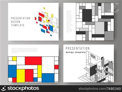 The minimalistic abstract vector editable layout of the presentation slides design business templates. Abstract polygonal background, colorful mosaic pattern, retro bauhaus de stijl design. The minimalistic abstract vector editable layout of the presentation slides design business templates. Abstract polygonal background, colorful mosaic pattern, retro bauhaus de stijl design.