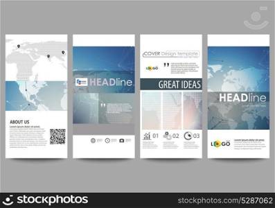 The minimalistic abstract vector illustration, editable layout of four modern vertical banners, flyers design business templates. Polygonal geometric linear texture. Global network, dig data concept. The minimalistic abstract vector illustration of editable layout of four modern vertical banners, flyers design business templates. Polygonal geometric linear texture. Global network, dig data concept