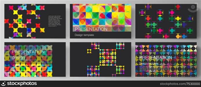 The minimalistic abstract vector illustration layout of the presentation slides design business templates. Abstract background, geometric mosaic pattern with bright circles, geometric shapes. The minimalistic abstract vector illustration layout of the presentation slides design business templates. Abstract background, geometric mosaic pattern with bright circles, geometric shapes.