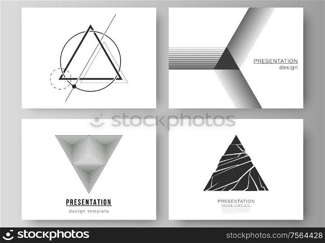 The minimalistic abstract vector illustration layout of the presentation slides design business templates. Abstract geometric triangle design background using different triangular style patterns. The minimalistic abstract vector illustration layout of the presentation slides design business templates. Abstract geometric triangle design background using different triangular style patterns.