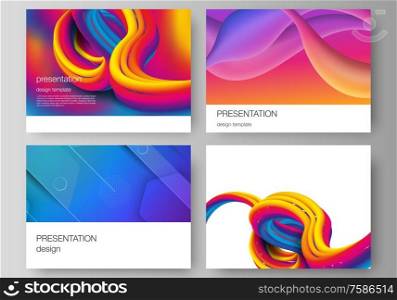 The minimalistic abstract vector illustration layout of the presentation slides design business templates. Futuristic technology design, colorful backgrounds with fluid gradient shapes composition. The minimalistic abstract vector illustration layout of the presentation slides design business templates. Futuristic technology design, colorful backgrounds with fluid gradient shapes composition.