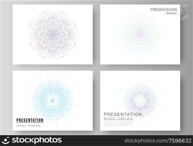 The minimalistic abstract vector illustration layout of the presentation slides design business templates. Big Data Visualization, geometric communication background with connected lines and dots. The minimalistic abstract vector illustration layout of the presentation slides design business templates. Big Data Visualization, geometric communication background with connected lines and dots.