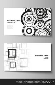 The minimalistic abstract vector illustration layout of two creative business cards design templates. Trendy geometric abstract background in minimalistic flat style with dynamic composition. The minimalistic abstract vector illustration layout of two creative business cards design templates. Trendy geometric abstract background in minimalistic flat style with dynamic composition.