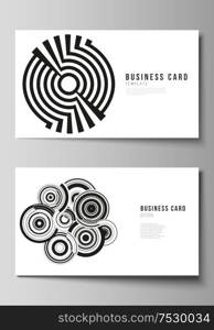 The minimalistic abstract vector illustration layout of two creative business cards design templates. Trendy geometric abstract background in minimalistic flat style with dynamic composition. The minimalistic abstract vector illustration layout of two creative business cards design templates. Trendy geometric abstract background in minimalistic flat style with dynamic composition.