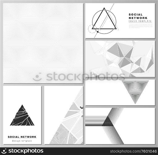 The minimalistic abstract vector illustration layouts of modern social network mockups in popular formats. Abstract geometric triangle design background using different triangular style patterns. The minimalistic abstract vector illustration layouts of modern social network mockups in popular formats. Abstract geometric triangle design background using different triangular style patterns.