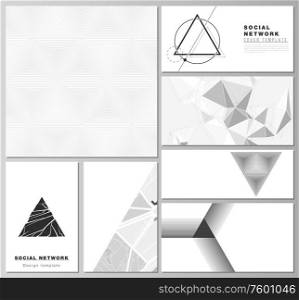 The minimalistic abstract vector illustration layouts of modern social network mockups in popular formats. Abstract geometric triangle design background using different triangular style patterns. The minimalistic abstract vector illustration layouts of modern social network mockups in popular formats. Abstract geometric triangle design background using different triangular style patterns.