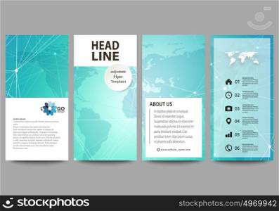 The minimalistic abstract vector illustration of editable layout of four modern vertical banners, flyers design business templates. Chemistry pattern. Molecule structure. Medical, science background.. The minimalistic abstract vector illustration of the editable layout of four modern vertical banners, flyers design business templates. Chemistry pattern. Molecule structure. Medical, science background.