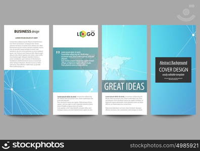 The minimalistic abstract vector illustration of editable layout of four modern vertical banners, flyers design business templates. Molecule structure. Science, technology concept. Polygonal design.. The minimalistic abstract vector illustration of the editable layout of four modern vertical banners, flyers design business templates. Molecule structure. Science, technology concept. Polygonal design.