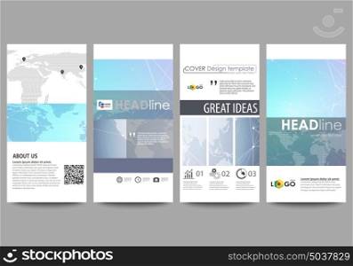 The minimalistic abstract vector illustration of editable layout of four modern vertical banners, flyers design business templates. Polygonal texture. Global connections, futuristic geometric concept. The minimalistic abstract vector illustration of the editable layout of four modern vertical banners, flyers design business templates. Polygonal texture. Global connections, futuristic geometric concept.