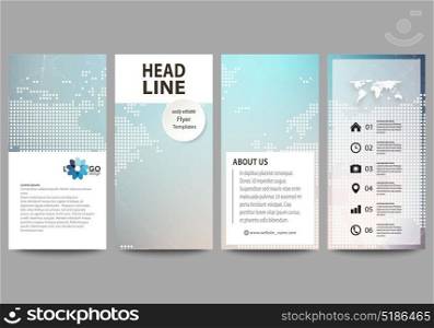 The minimalistic abstract vector illustration of editable layout of four modern vertical banners, flyers design business templates. Molecule structure. Science, technology concept. Polygonal design.. The minimalistic abstract vector illustration of the editable layout of four modern vertical banners, flyers design business templates. Molecule structure. Science, technology concept. Polygonal design.