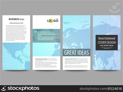 The minimalistic abstract vector illustration of editable layout of four modern vertical banners, flyers design business templates. Polygonal texture. Global connections, futuristic geometric concept. The minimalistic abstract vector illustration of the editable layout of four modern vertical banners, flyers design business templates. Polygonal texture. Global connections, futuristic geometric concept.