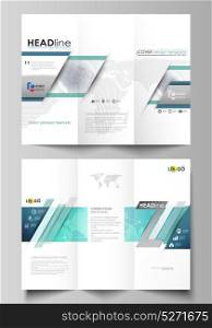 The minimalistic abstract vector illustration of editable layout of two creative tri-fold brochure covers design business templates. Chemistry pattern. Molecule structure. Medical, science background.. The minimalistic abstract vector illustration of editable layout of two creative tri-fold brochure covers design business templates. Chemistry pattern. Molecule structure. Medical, science background