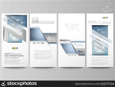 The minimalistic abstract vector illustration of the editable layout of four modern vertical banners, flyers design business templates. Scientific medical DNA research. Science or medical concept.. The minimalistic abstract vector illustration of the editable layout of four modern vertical banners, flyers design business templates. Scientific medical DNA research. Science or medical concept