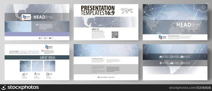 The minimalistic abstract vector illustration of the editable layout of high definition presentation slides design business templates. Abstract futuristic network shapes. High tech background.. The minimalistic abstract vector illustration of the editable layout of high definition presentation slides design business templates. Abstract futuristic network shapes. High tech background