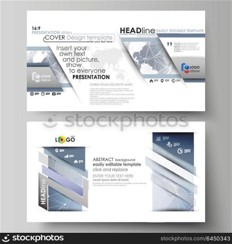 The minimalistic abstract vector illustration of the editable layout of high definition presentation slides design business templates. Abstract futuristic network shapes. High tech background.. The minimalistic abstract vector illustration of the editable layout of high definition presentation slides design business templates. Abstract futuristic network shapes. High tech background