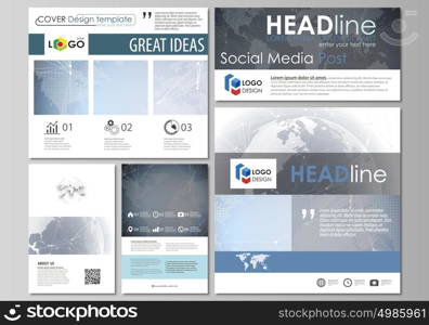 The minimalistic abstract vector illustration of the editable layout of modern social media post design templates in popular formats. Abstract futuristic network shapes. High tech background.. The minimalistic abstract vector illustration of the editable layout of modern social media post design templates in popular formats. Abstract futuristic network shapes. High tech background