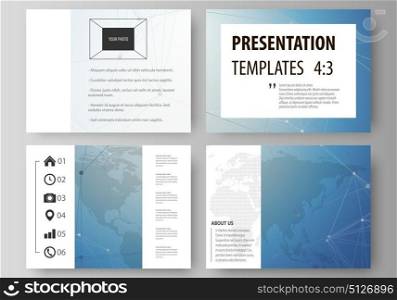 The minimalistic abstract vector illustration of the editable layout of the presentation slides design business templates. Chemistry pattern, connecting lines and dots. Medical concept.. The minimalistic abstract vector illustration of the editable layout of the presentation slides design business templates. Chemistry pattern, connecting lines and dots. Medical concept