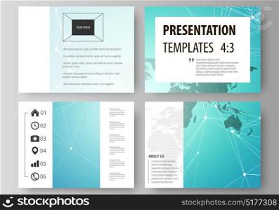 The minimalistic abstract vector illustration of the editable layout of the presentation slides design business templates. Molecule structure, connecting lines and dots. Technology concept.. The minimalistic abstract vector illustration of the editable layout of the presentation slides design business templates. Molecule structure, connecting lines and dots. Technology concept