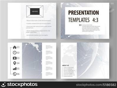 The minimalistic abstract vector illustration of the editable layout of the presentation slides design business templates. Abstract futuristic network shapes. High tech background.. The minimalistic abstract vector illustration of the editable layout of the presentation slides design business templates. Abstract futuristic network shapes. High tech background