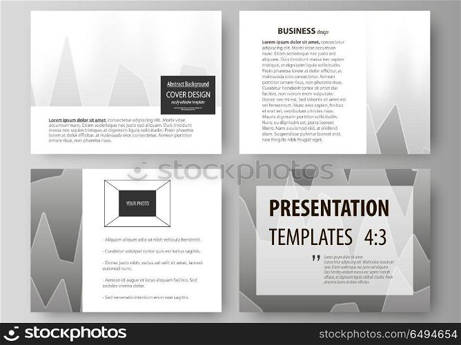 The minimalistic abstract vector illustration of the editable layout of the presentation slides design business templates. Rows of colored diagram with peaks of different height.. The minimalistic abstract vector illustration of the editable layout of the presentation slides design business templates. Rows of colored diagram with peaks of different height