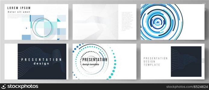 The minimalistic abstract vector illustration of the editable layout of the presentation slides design business templates with simple geometric background made from dots and circles.. The minimalistic abstract vector illustration of the editable layout of the presentation slides design business templates with simple geometric background made from dots and circles
