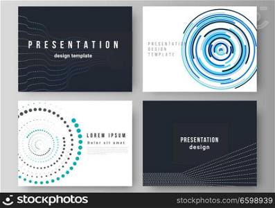 The minimalistic abstract vector illustration of the editable layout of the presentation slides design business templates with simple geometric background made from dots and circles. The minimalistic abstract vector illustration of the editable layout of the presentation slides design business templates with simple geometric background made from dots and circles.