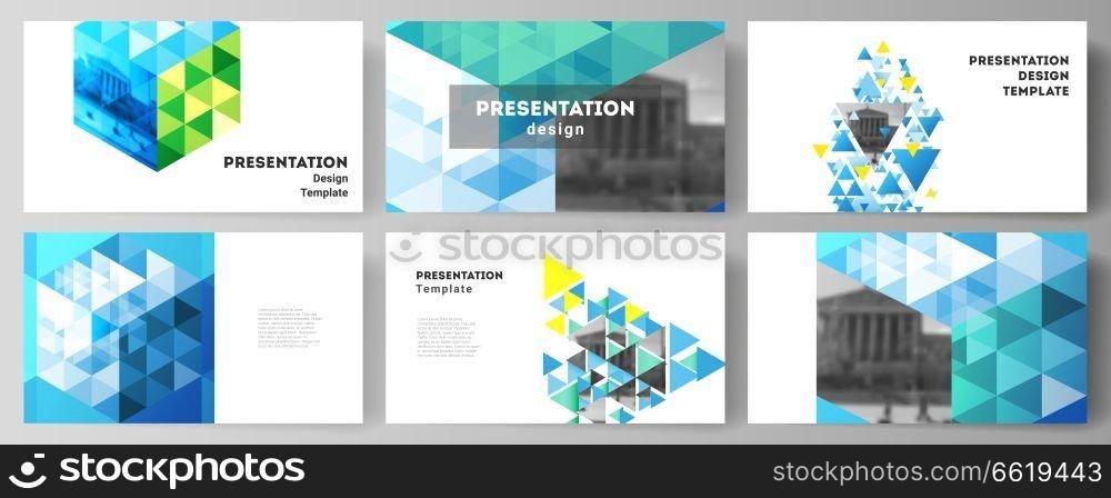 The minimalistic abstract vector illustration of the editable layout of the presentation slides design business templates. Blue color polygonal background with triangles, colorful mosaic pattern. The minimalistic abstract vector illustration of the editable layout of the presentation slides design business templates. Blue color polygonal background with triangles, colorful mosaic pattern.