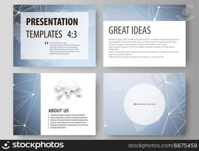 The minimalistic abstract vector illustration of the editable layout of the presentation slides design business templates. Abstract futuristic network shapes. High tech background.. The minimalistic abstract vector illustration of the editable layout of the presentation slides design business templates. Abstract futuristic network shapes. High tech background