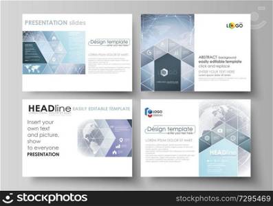 The minimalistic abstract vector illustration of the editable layout of the presentation slides design business templates. Abstract futuristic network shapes. High tech background. The minimalistic abstract vector illustration of the editable layout of the presentation slides design business templates. Abstract futuristic network shapes. High tech background.