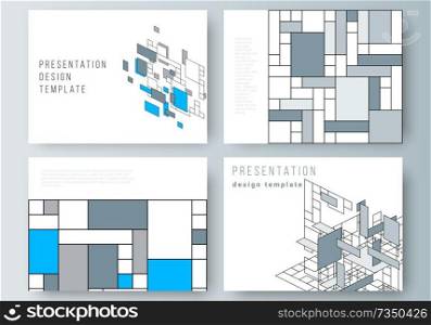 The minimalistic abstract vector illustration of the editable layout of the presentation slides design business templates. Abstract polygonal background, colorful mosaic pattern, retro bauhaus de stijl design. The minimalistic abstract vector illustration layout of the presentation slides design business templates. Abstract polygonal background, colorful mosaic pattern, retro bauhaus de stijl design.