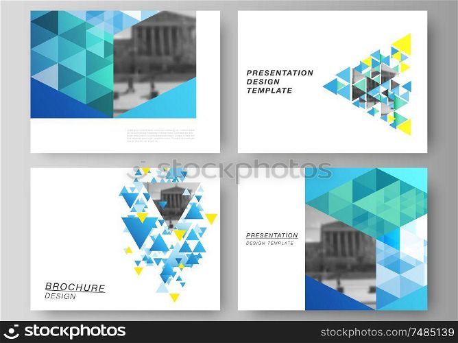 The minimalistic abstract vector illustration of the editable layout of the presentation slides design business templates. Blue color polygonal background with triangles, colorful mosaic pattern. The minimalistic abstract vector illustration of the editable layout of the presentation slides design business templates. Blue color polygonal background with triangles, colorful mosaic pattern.