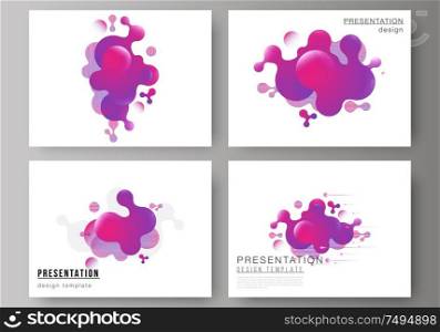 The minimalistic abstract vector illustration of the editable layout of the presentation slides design business templates. Background with fluid gradient, liquid pink colored geometric element. The minimalistic abstract vector illustration of the editable layout of the presentation slides design business templates. Background with fluid gradient, liquid pink colored geometric element.