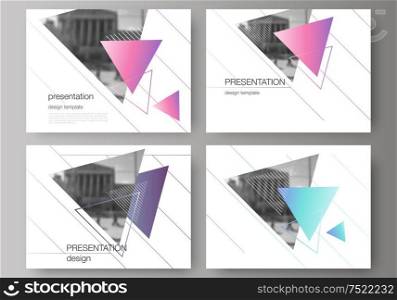 The minimalistic abstract vector illustration of the editable layout of the presentation slides design business templates. Colorful polygonal background with triangles with modern memphis pattern. The minimalistic abstract vector illustration of the editable layout of the presentation slides design business templates. Colorful polygonal background with triangles with modern memphis pattern.