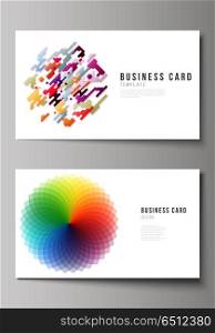 The minimalistic abstract vector illustration of the editable layout of two creative business cards design templates. Abstract colorful geometric backgrounds in minimalistic design to choose from. The minimalistic abstract vector illustration of the editable layout of two creative business cards design templates. Abstract colorful geometric backgrounds in minimalistic design to choose from.