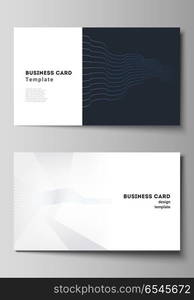 The minimalistic abstract vector illustration of the editable layout of two creative business cards design templates. with simple geometric background made from dots.. The minimalistic abstract vector illustration of the editable layout of two creative business cards design templates. with simple geometric background made from dots