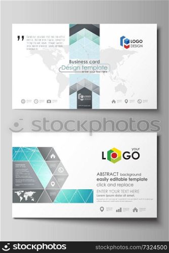 The minimalistic abstract vector illustration of the editable layout of two creative business cards design templates. Futuristic high tech background, dig data technology concept. The minimalistic abstract vector illustration of the editable layout of two creative business cards design templates. Futuristic high tech background, dig data technology concept.
