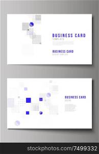 The minimalistic abstract vector illustration of the editable layout of two creative business cards design templates. Abstract vector background with fluid geometric shapes. The minimalistic abstract vector illustration of the editable layout of two creative business cards design templates. Abstract vector background with fluid geometric shapes.