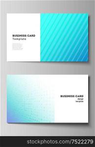 The minimalistic abstract vector illustration of the editable layout of two creative business cards design templates. Abstract geometric pattern with colorful gradient business background. The minimalistic abstract vector illustration of the editable layout of two creative business cards design templates. Abstract geometric pattern with colorful gradient business background.