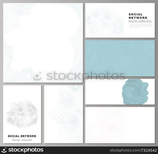 The minimalistic abstract vector illustration of the editable layouts of modern social network mockups in popular formats. Topographic contour map, abstract monochrome background. The minimalistic abstract vector illustration of the editable layouts of modern social network mockups in popular formats. Topographic contour map, abstract monochrome background.