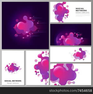 The minimalistic abstract vector illustration of the editable layouts of modern social network mockups in popular formats. Black background with fluid gradient, liquid pink colored geometric element. The minimalistic abstract vector illustration of the editable layouts of modern social network mockups in popular formats. Black background with fluid gradient, liquid pink colored geometric element.