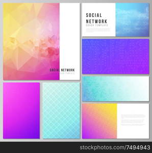 The minimalistic abstract vector illustration of the editable layouts of modern social network mockups in popular formats. Abstract geometric pattern with colorful gradient business background. The minimalistic abstract vector illustration of the editable layouts of modern social network mockups in popular formats. Abstract geometric pattern with colorful gradient business background.