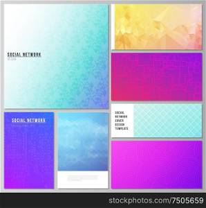 The minimalistic abstract vector illustration of the editable layouts of modern social network mockups in popular formats. Abstract geometric pattern with colorful gradient business background. The minimalistic abstract vector illustration of the editable layouts of modern social network mockups in popular formats. Abstract geometric pattern with colorful gradient business background.