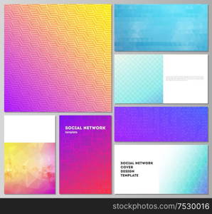 The minimalistic abstract vector illustration of the editable layouts of modern social network mockups in popular formats. Abstract geometric pattern with colorful gradient business background. The minimalistic abstract vector illustration of the editable layouts of modern social network mockups in popular formats. Abstract geometric pattern with colorful gradient business background.